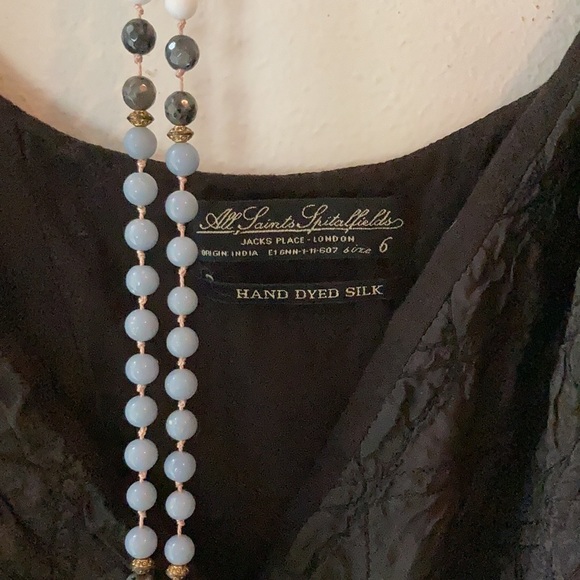 All Saints Black Silk Quilted Flag Dress UK6 US2 - Picture 8 of 12